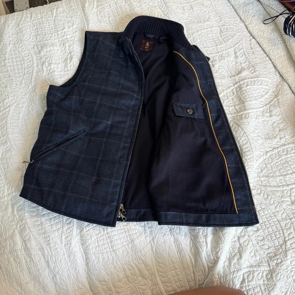 ROBERT TALBOTT ESTATE Navy Blue 100% virgin Wool Vest size Medium made in Italy - Picture 9 of 10